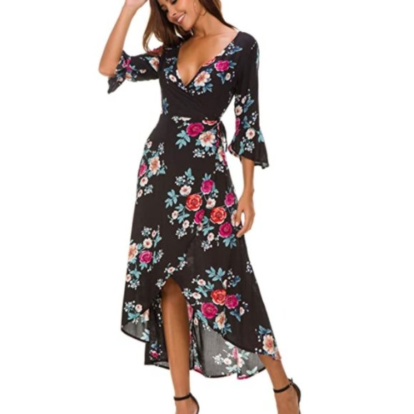 Dresses & Skirts - NWT Floral Deep V Hi-Low Wrap Style Maxi Sundress